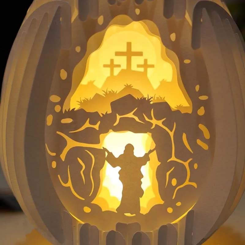 Frendorf | Oster 3D Papier Schreibtischlampe mit leuchtendem Sockel