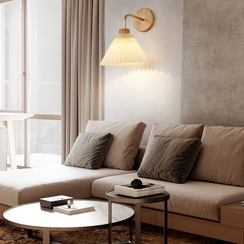 Frendorf | LumaShade Minimalistische Wandleuchte | Plissee-Schirm | Modernes Design | Dekorative Beleuchtung