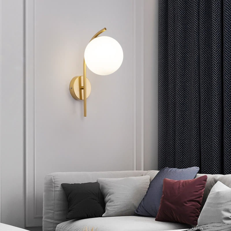 Frendorf | GlobeArc Nordic LED Wandleuchte | Glas-Kugel | 1-flammig | Modernes Design | Deko für Zuhause