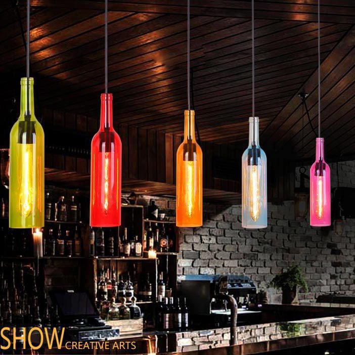 Frendorf | VinoLux Antik Glas Pendelleuchte | Weinflaschen Design | Vintage Beleuchtung für Esszimmer & Küche