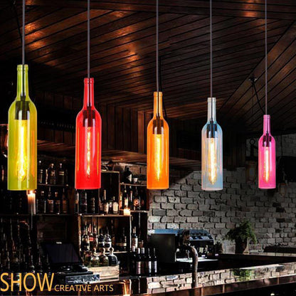 Frendorf | VinoLux Antik Glas Pendelleuchte | Weinflaschen Design | Vintage Beleuchtung für Esszimmer & Küche