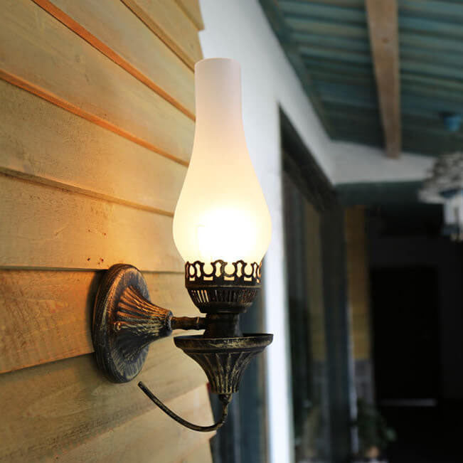 Frendorf | Lantivo Retro Kerosin Antike Wandleuchte | 1-Licht Design | Glaslampenschirm | Vintage Beleuchtung für Wohnräume