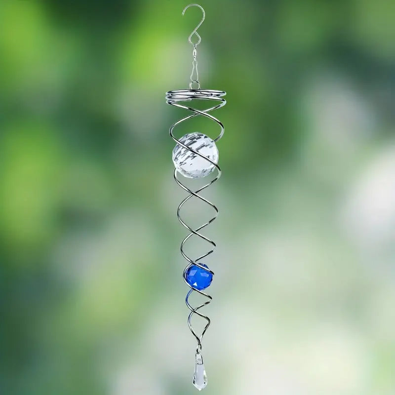 Frendorf | Windspiel Dekor Kristall Blickball Spiral Schwanz Windspinner Stabilisator