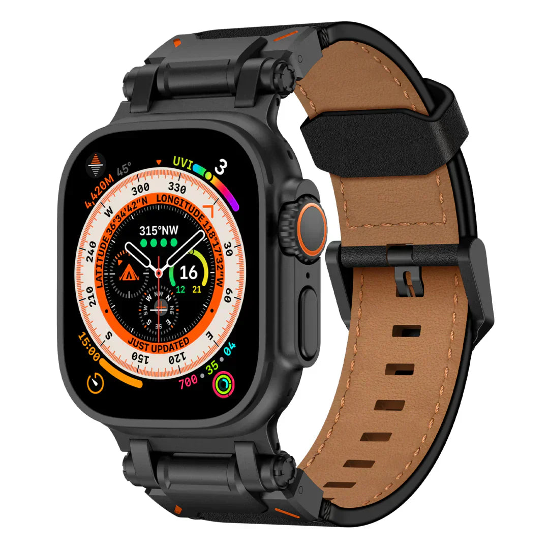 Frendorf | Neues Titan-Metallkopf-Lederarmband für die Apple Watch