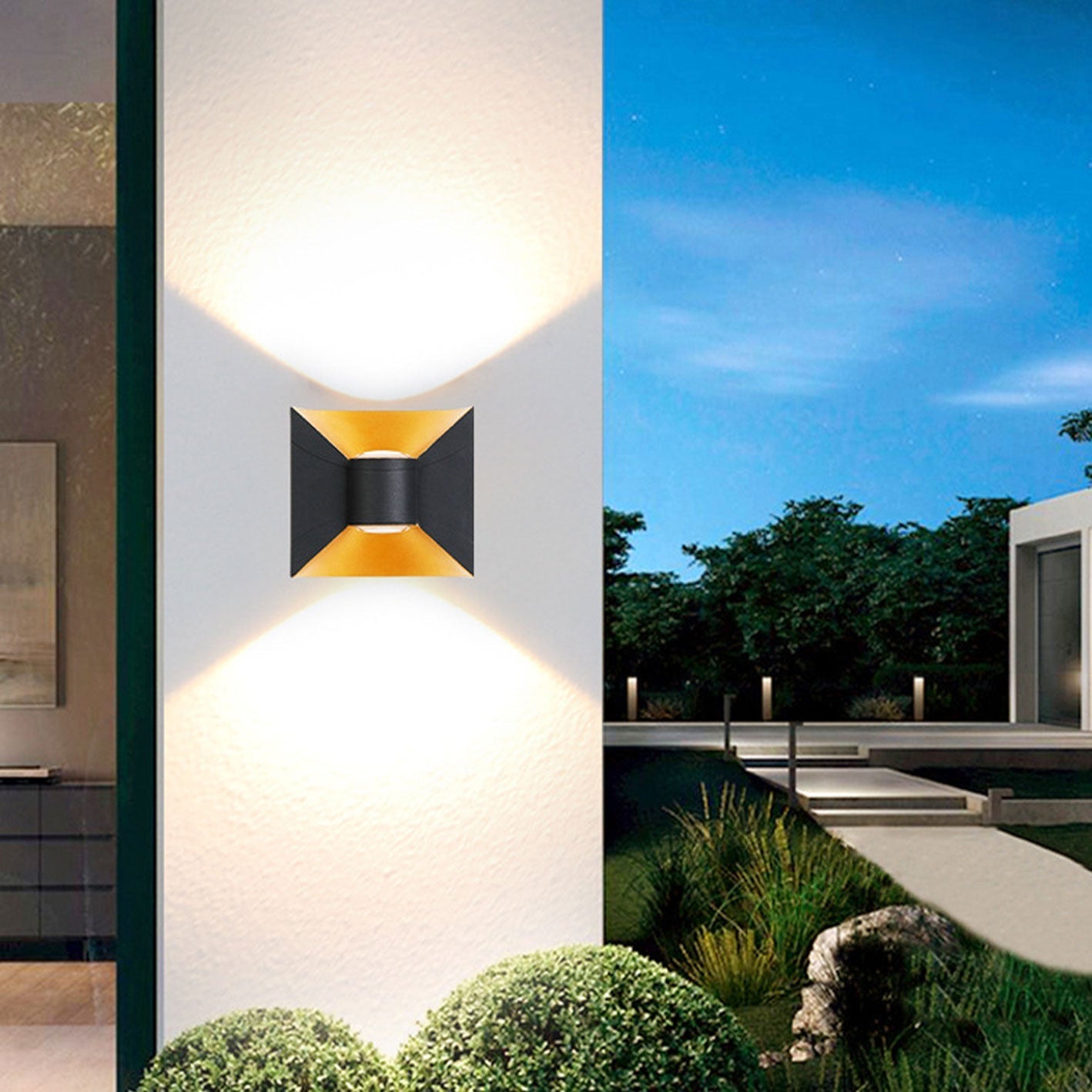 Moderne kreative Aluminium quadratische Doppelkopf Außenbalkon Wandleuchte lampe