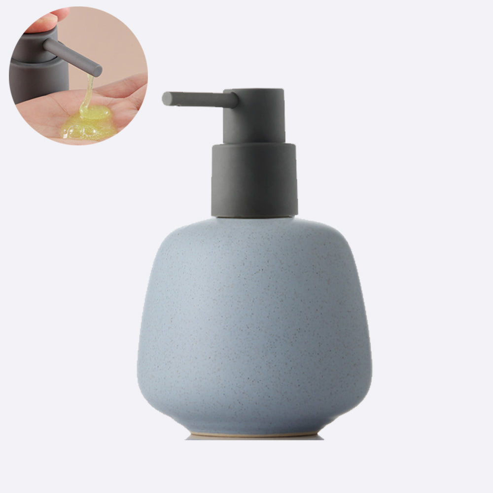 Keramischer Seifenspender, Flüssigkeitsbadflasche, einfaches Design, nachfüllbare wiederverwendbare Lotionpumpe für Badezimmer Küche, 350ml/11,83oz