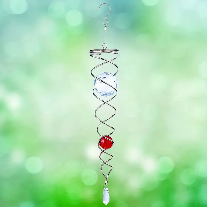 Frendorf | Windspiel Dekor Kristall Blickball Spiral Schwanz Windspinner Stabilisator