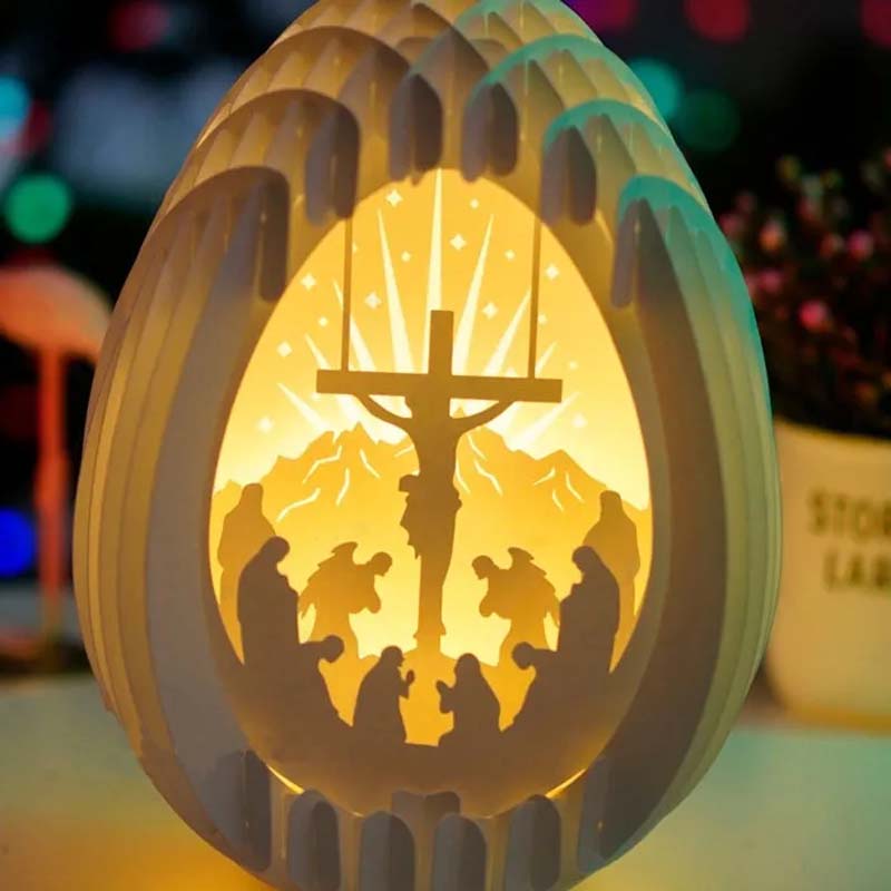 Frendorf | Oster 3D Papier Schreibtischlampe mit leuchtendem Sockel