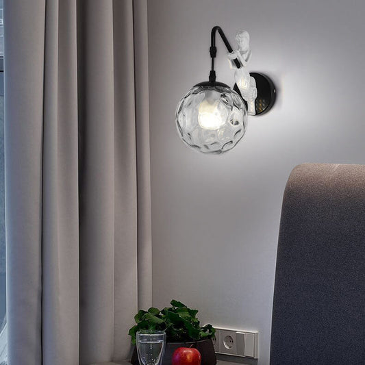 Frendorf | MermaidGlow Vintage Wandleuchte | Rustikale Wandlampe mit Kugelglas | Einzigartiges Dekolicht