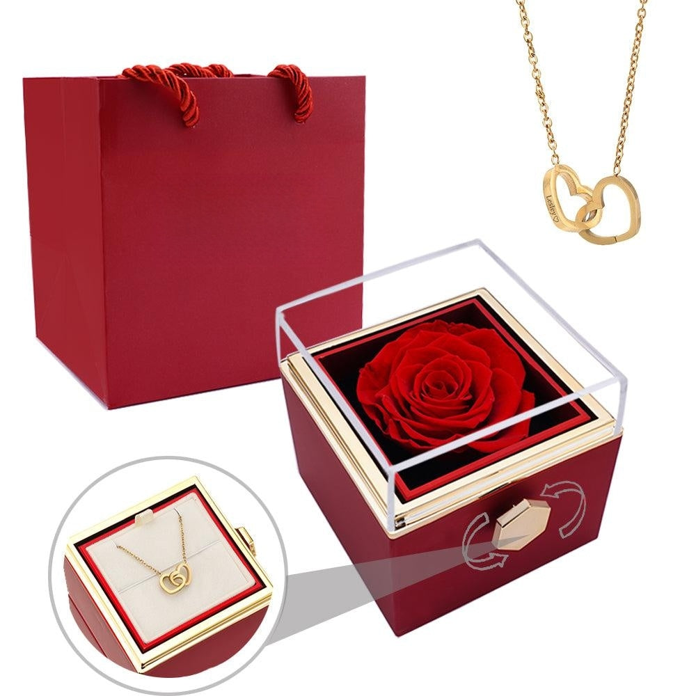 Frendorf | [Ideales Geschenk] Ewige Rosenbox - Mit gravierter Halskette & künstlicher Rose