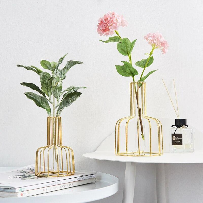 Frendorf | VaseTech Testrohr-Vase mit Metallständer | Modernes Design | Minimalistische Dekoration für Zuhause & Büro