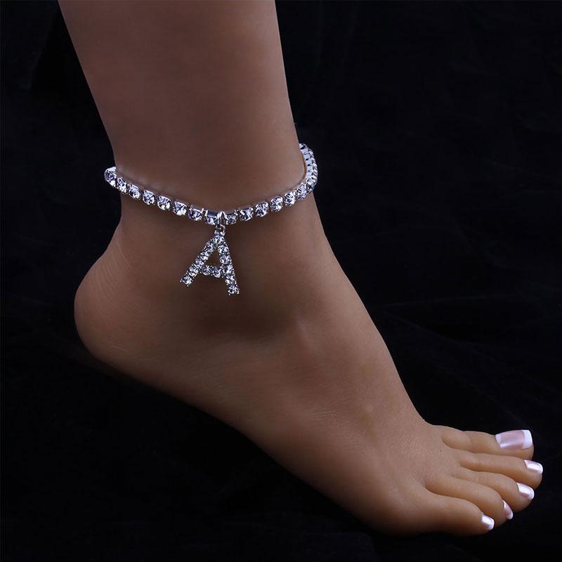 Frendorf | Rhinestone Buchstaben Fußkettchen