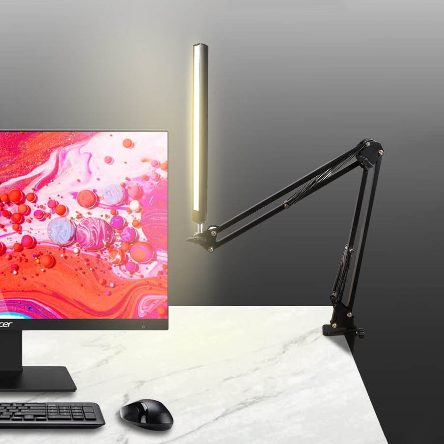 LED Klappbarer Langer Arm Clip Augen Schutz USB Lese Tischlampe