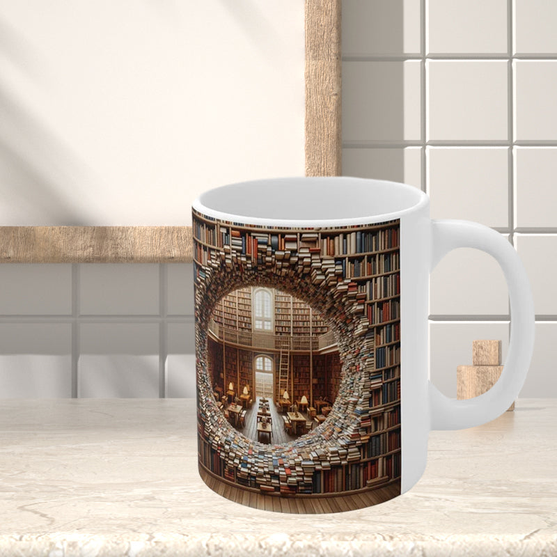 Frendorf | 3D Bücherregale Bibliothek Buchliebhaber Keramiktasse