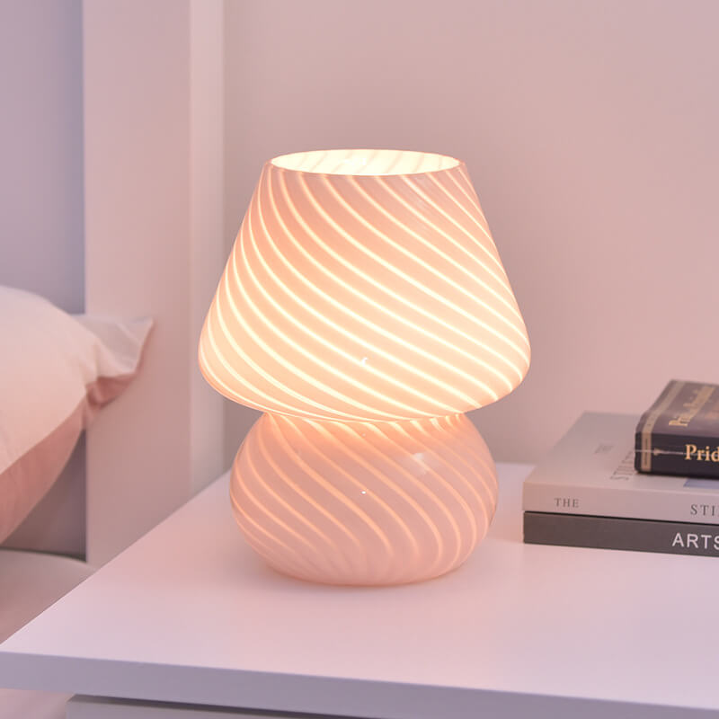 Frendorf | MiraGlow Retro Design Glas Pilz Tischlampe | LED Nachtlicht | Warmes Licht | Stimmungslicht | Deko für Zuhause