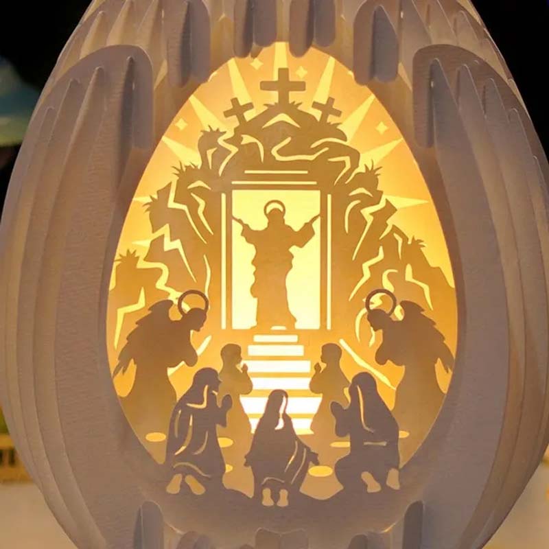 Frendorf | Oster 3D Papier Schreibtischlampe mit leuchtendem Sockel