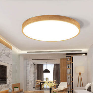 Frendorf | WoodGlow Runde LED Deckenleuchte | Ultra-Dünn | Massivholz | Skandinavisches Design für Wohnräume