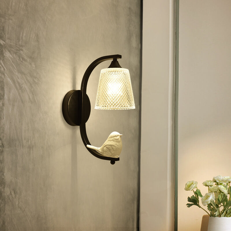 Frendorf | Avioria Wandlampe mit Glasschirm & Deko-Vogel | Modernes Design | Stimmungsvolles Licht für Zuhause