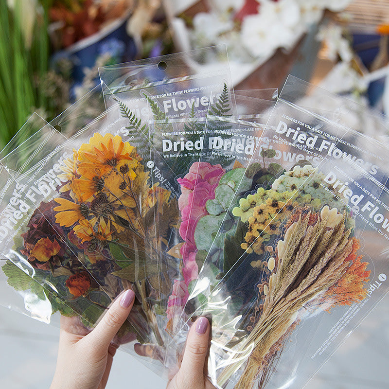 Getrocknete Blumen Aufkleber Set