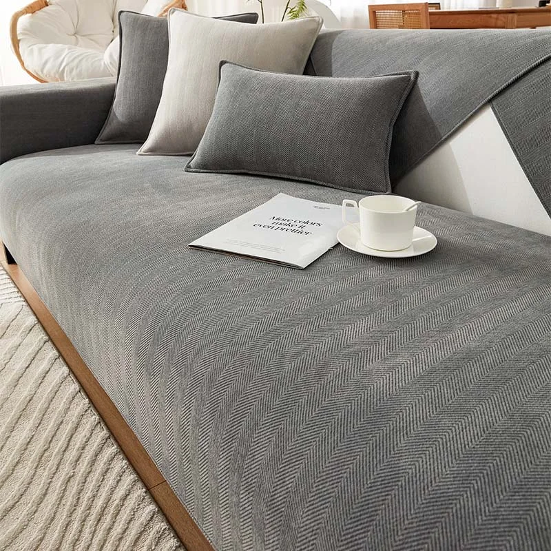 Frendorf | Fischgrät Chenille Stoff Möbel Schutz Sofa Bezug