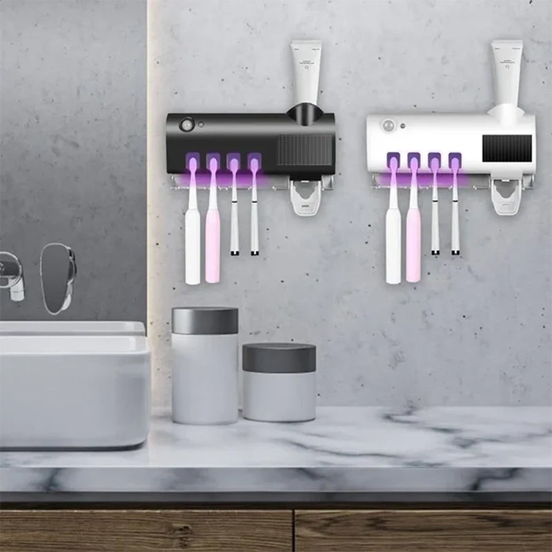 Smart UV-Licht Sterilisator Zahnbürstenhalter, Wandmontage Zahnpastaspender