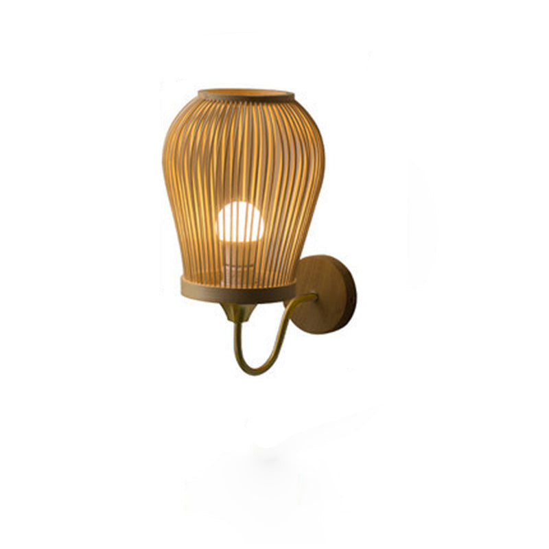 Frendorf | BambuLux Handgewebte Wandlampe | Moderner Bambus-Lampenschirm | 1-flammig | Umweltfreundliche Beleuchtung