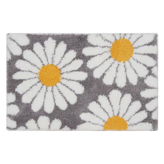 Feblilac Süße Gänseblümchen Badematte, Lila Blumenteppich Badezimmer