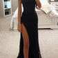 Frendorf | Romantisches Maxikleid mit Pailletten, Wasserfallausschnitt, Korsett und Schlitz