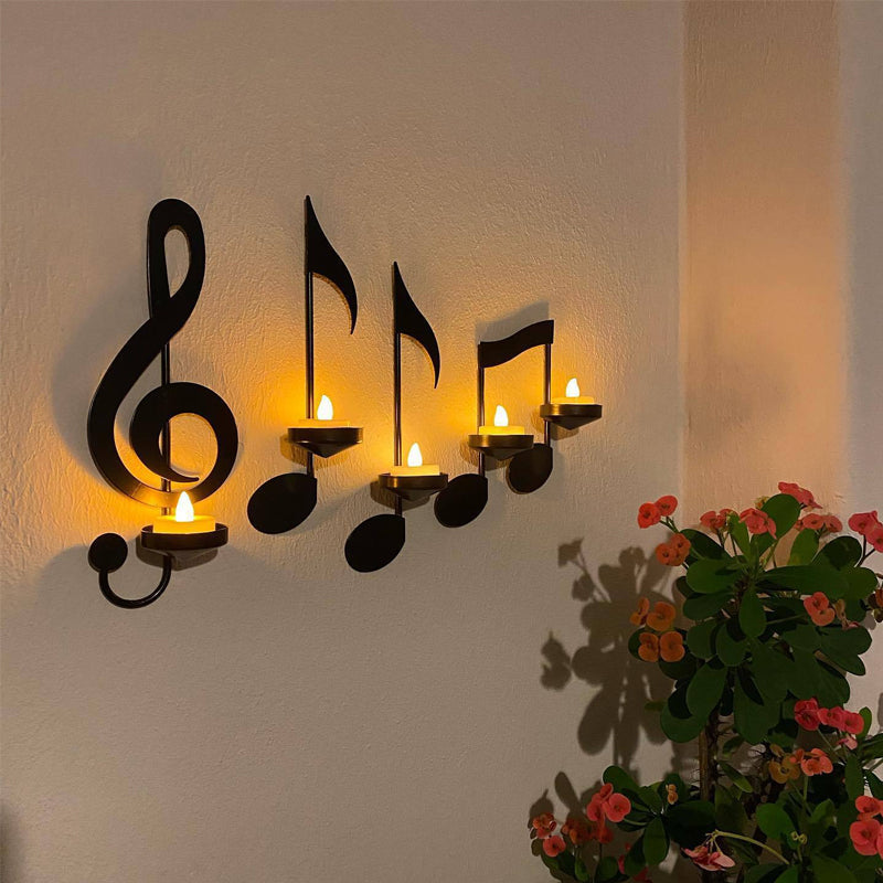 Schwarze Musiknoten Wandlampe