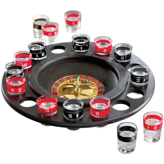Frendorf | 16 Shot-Glas-Casino-Maschine Roulette Trinkspiel für Trink-Roulette-Wheel-Party