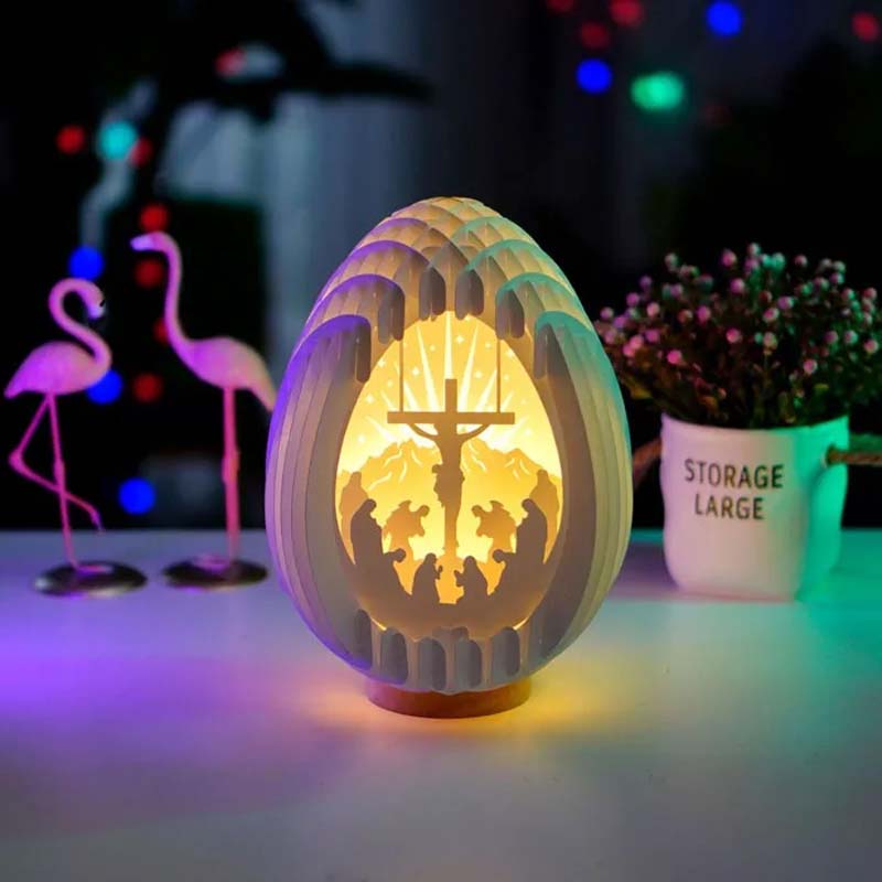 Frendorf | Oster 3D Papier Schreibtischlampe mit leuchtendem Sockel