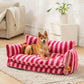 Bettdecke - Trendy gestreifte Kunstlammwolle doppellagiges Hunde- und Katzensofa-Bett