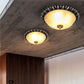 Frendorf | SolaraBowl Deckenleuchte | Vintage Glasschirm im Sonnen-Design | 1/3-Licht Flush-Mount Lampe | Elegante Beleuchtung