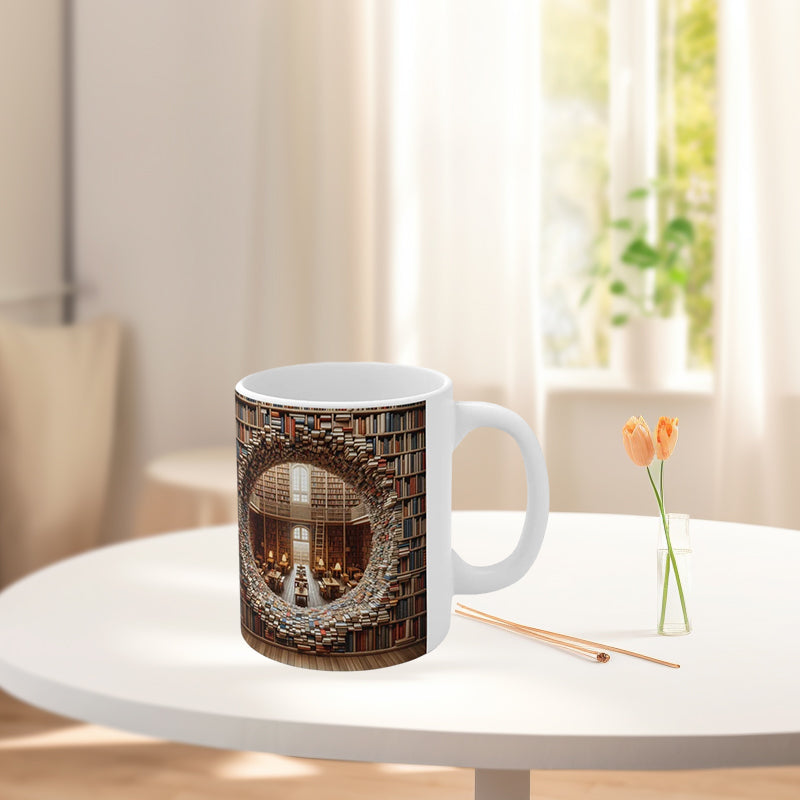 Frendorf | 3D Bücherregale Bibliothek Buchliebhaber Keramiktasse