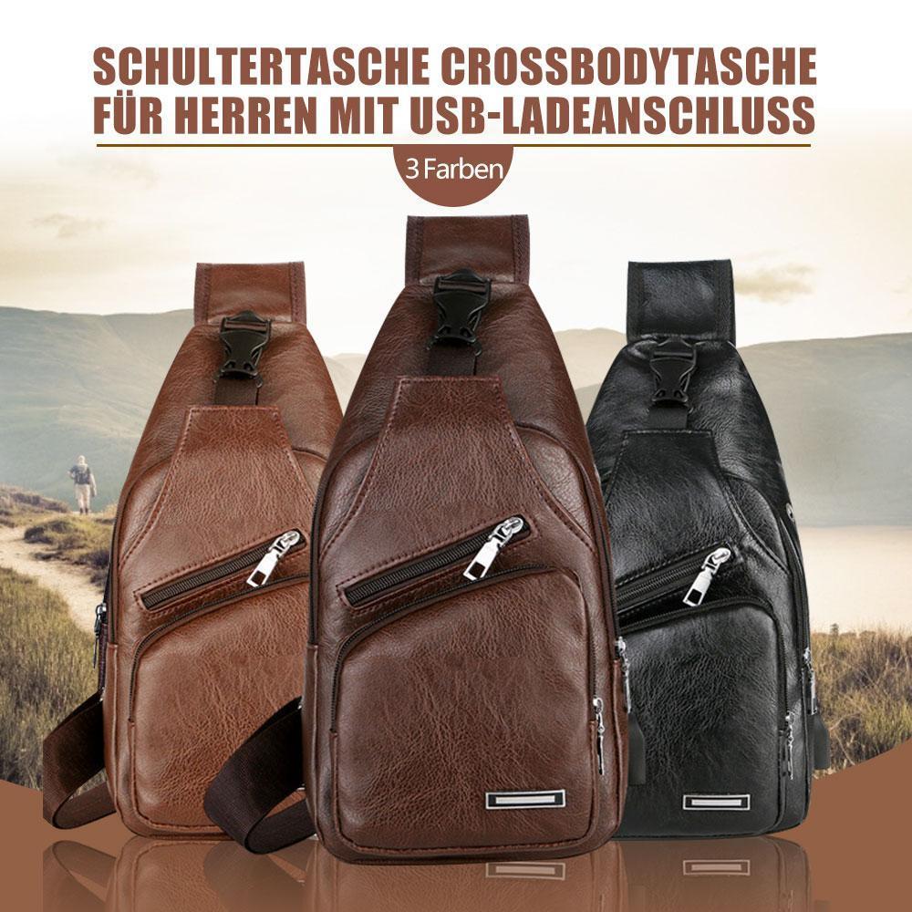 Frendorf | Schultertasche Crossbodytasche für Herren mit USB-Ladeanschluss