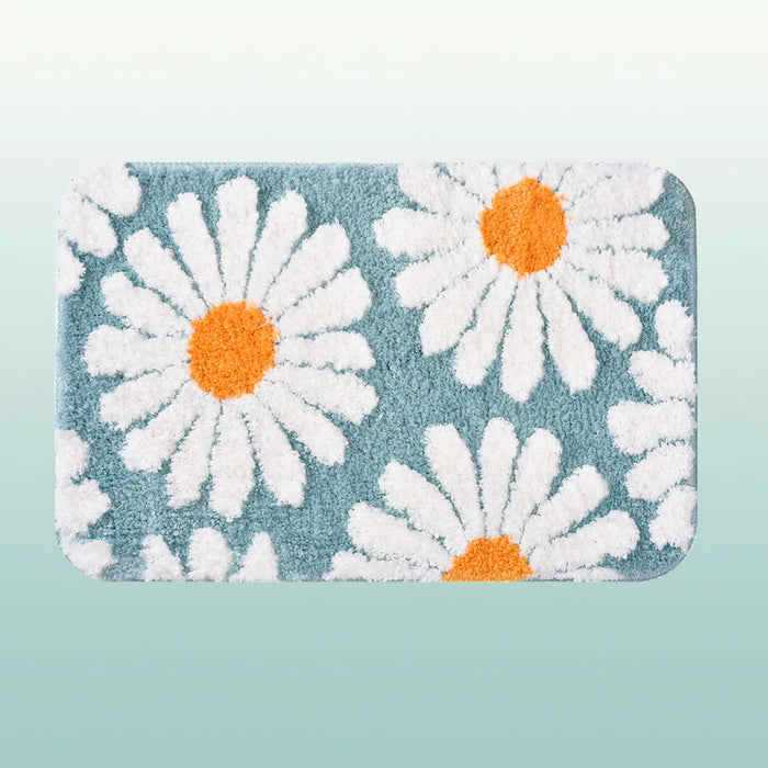 Feblilac Süße Gänseblümchen Badematte, Lila Blumenteppich Badezimmer