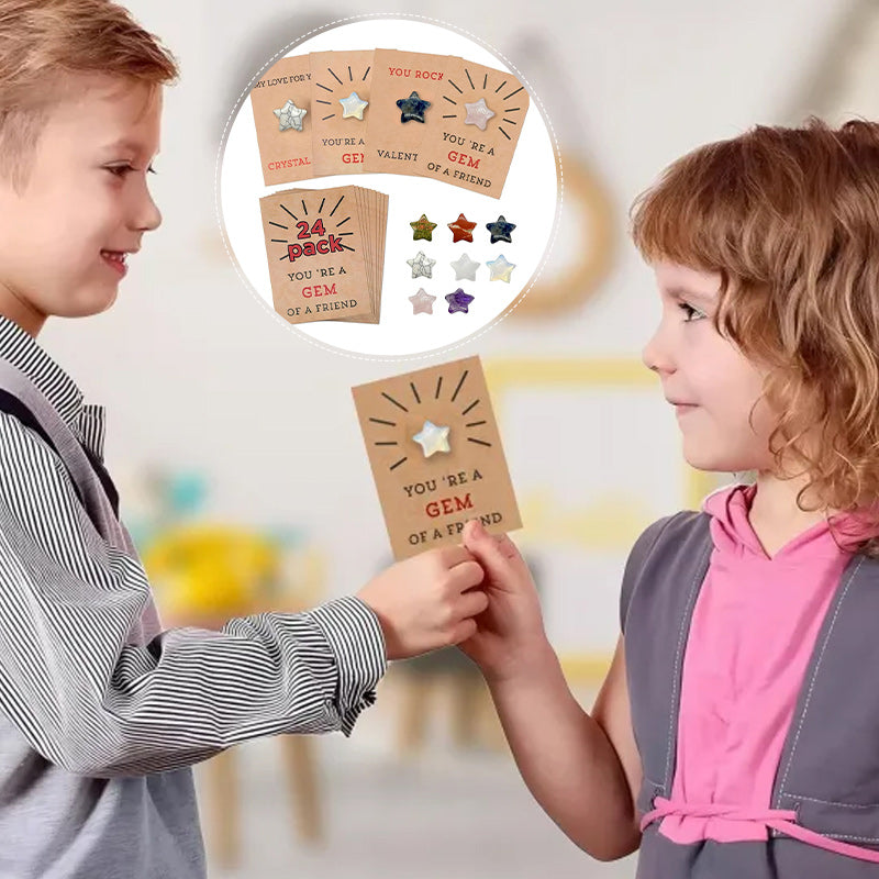 Frendorf | 24 Stück Valentinstagskarten mit sternförmigen Kristallen