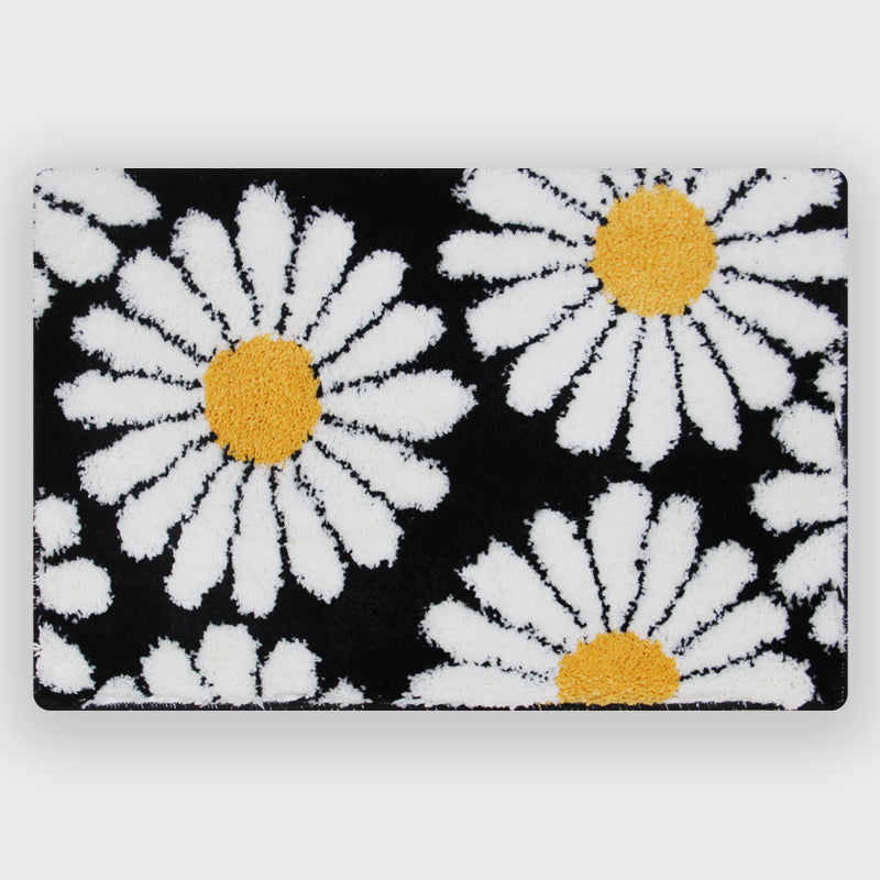 Feblilac Süße Gänseblümchen Badematte, Lila Blumenteppich Badezimmer