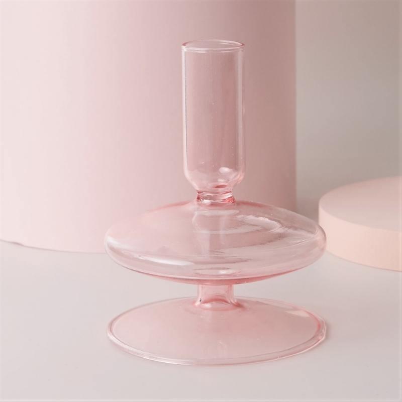 Frendorf | Rosivina Pink Glas Kerzenhalter & Vasen Set | Elegantes Design | Vielseitige Tischdekoration