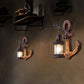 Frendorf | Rustikale Holz-Anker Wandlampe mit Laterne