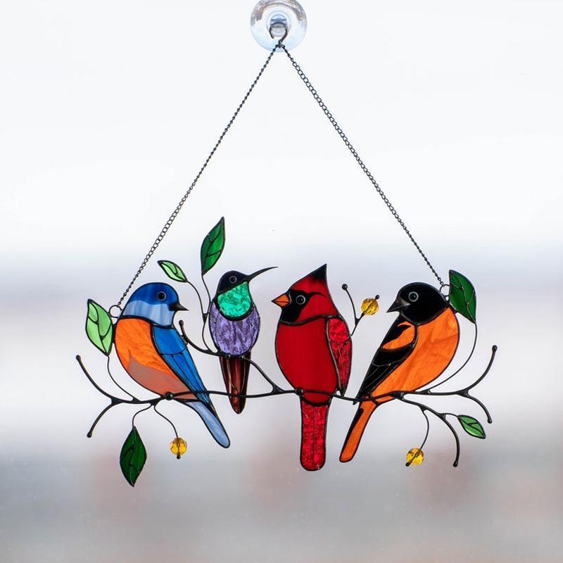 Frendorf | Vögel Buntglas Fensterhänger 🐦