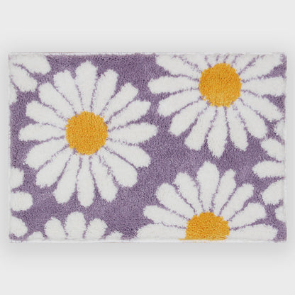 Feblilac Süße Gänseblümchen Badematte, Lila Blumenteppich Badezimmer