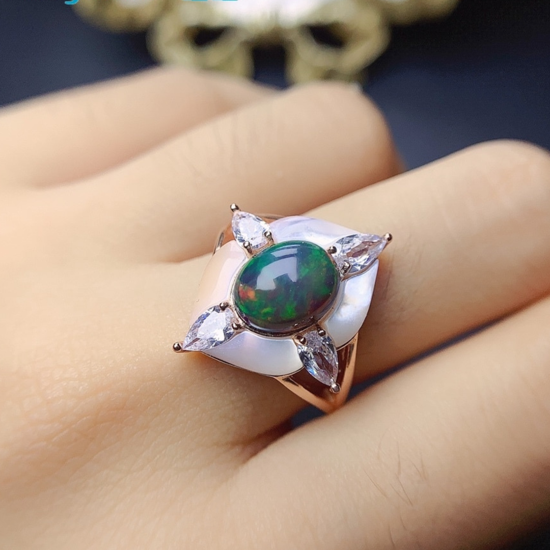 Frendorf | 925 Sterling Silver Opal Pfau Ring