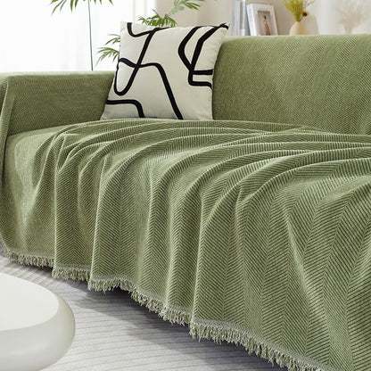 Chenille Decke Fischgrat Quaste Couchbezug