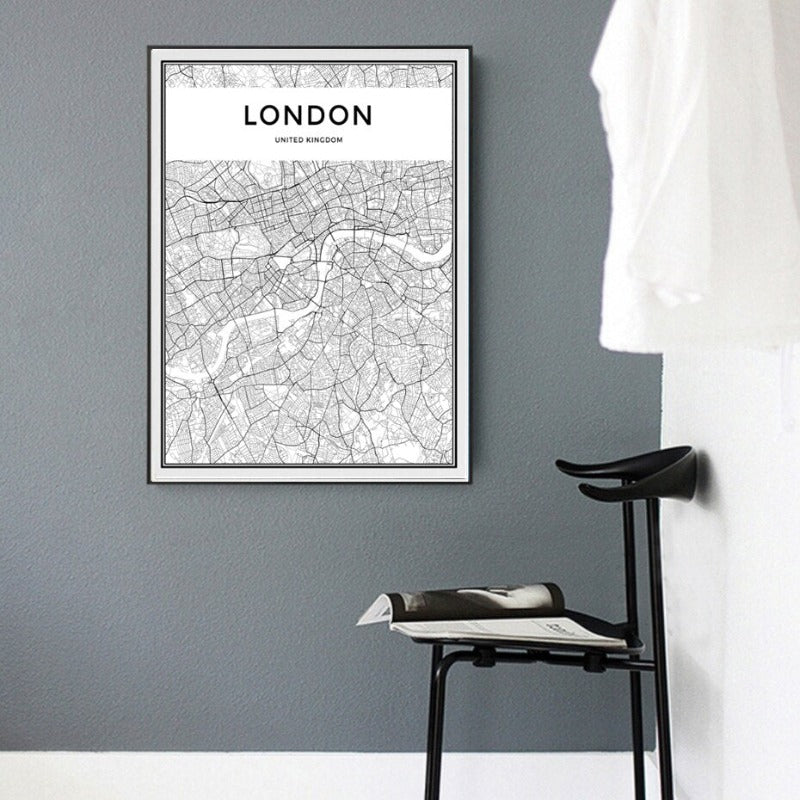 London Karte Landschaft - Leinwand Wandkunst Malerei