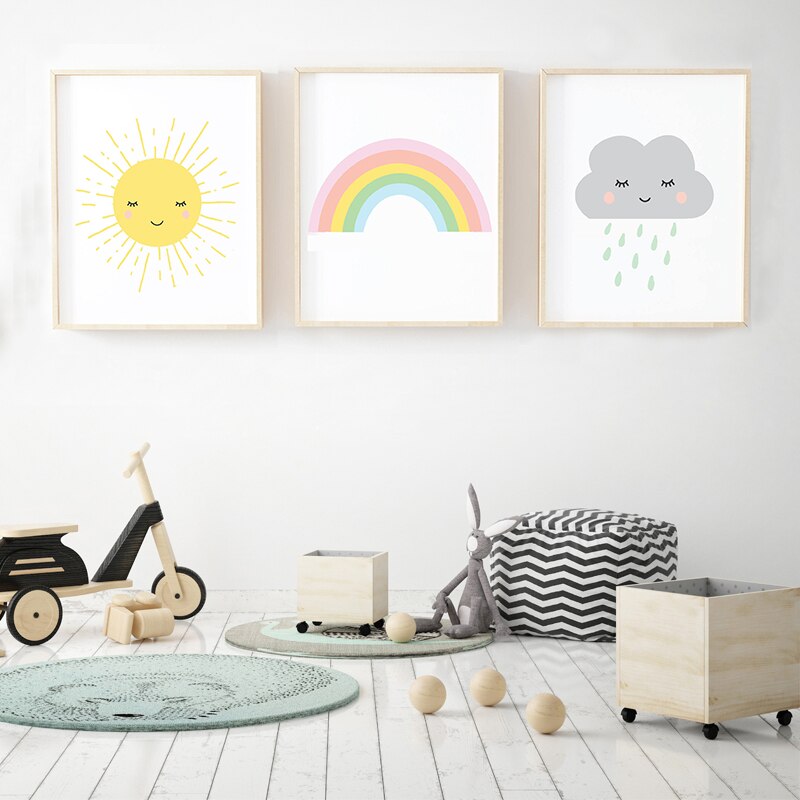 Moderne Cartoon Regenbogen - Leinwand Wand Kunst Gemälde