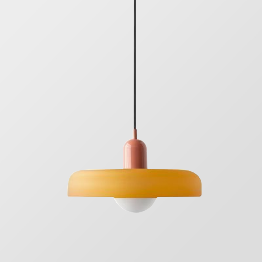 Frendorf |  Pendelleuchte aus farbigem Glas | Elegante Hängeleuchte im Bauhaus-Stil | Designlampe für Wohnzimmer & Esszimmer