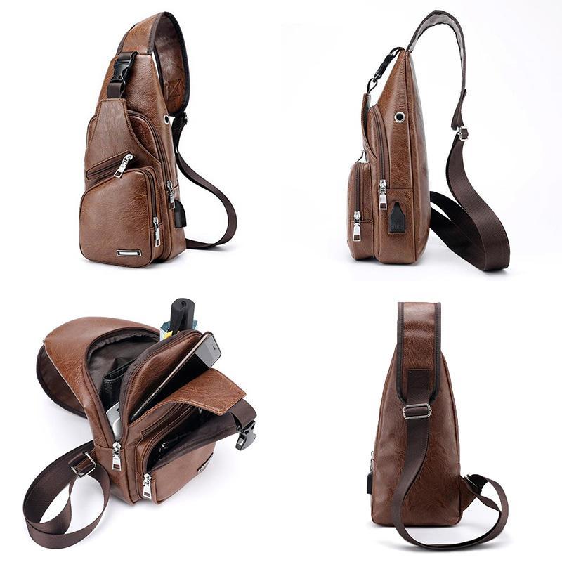 Frendorf | Schultertasche Crossbodytasche für Herren mit USB-Ladeanschluss