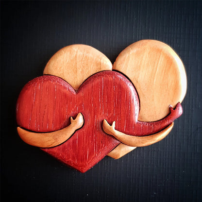 Frendorf | HeartCraft Liebevolle Herz-Anstecker aus Holz | Intarsien-Design | Nachhaltige Accessoires