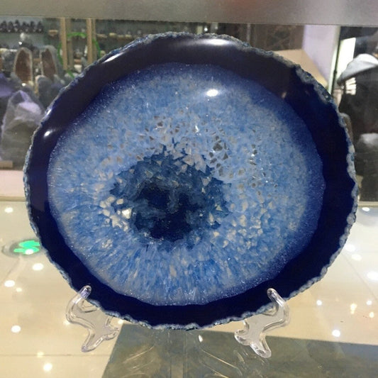Blaue Achat-Kristallscheibe